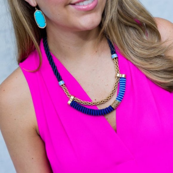 Stella & Dot | Retired Nautical Marine Hand Beaded Statement Necklace Bl… - Picture 4 of 11